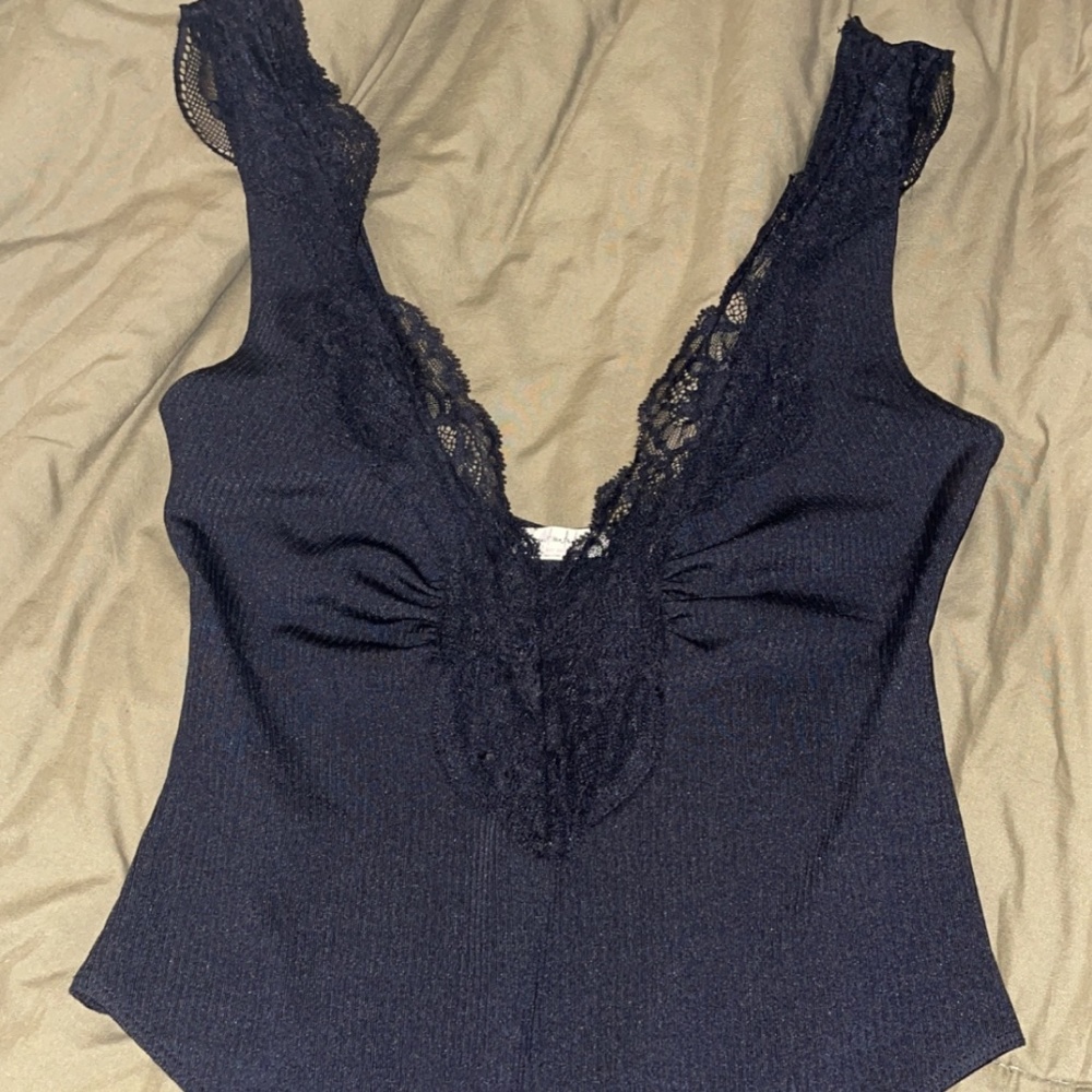 Free People Black Lace Bodysuit